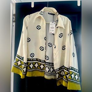 Zara Printed Button Down Top